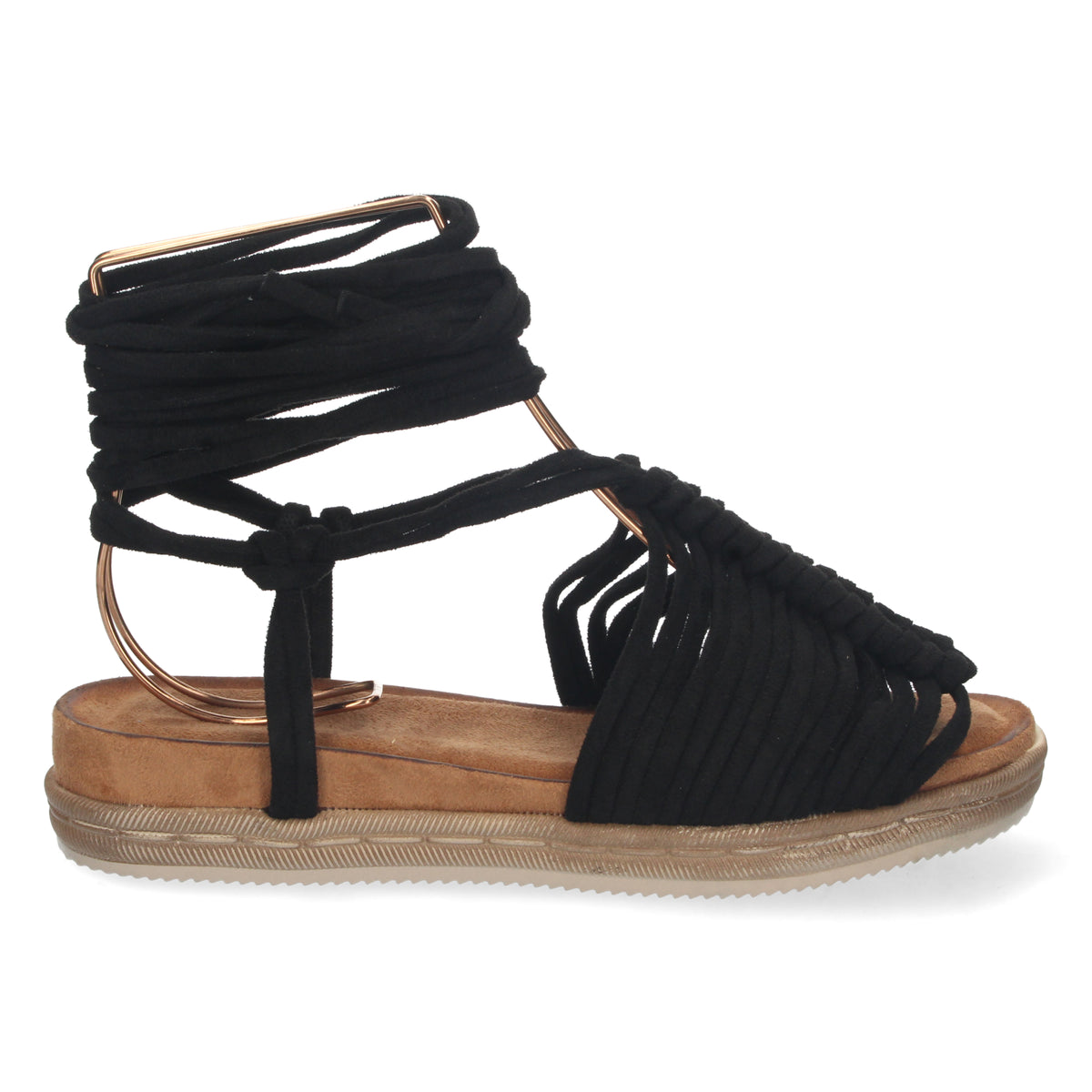Sandalias Negras Planas Mujer Camila 001