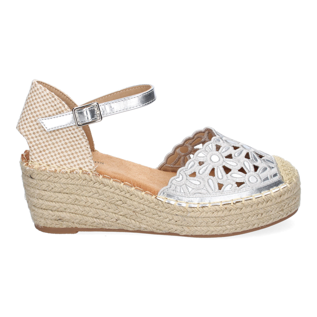 Sandalias Plateadas Cuña Mujer Diana 002