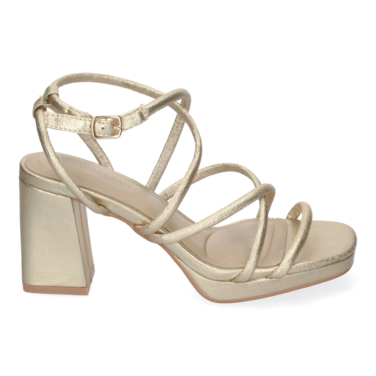 Sandalias Doradas Tacón Mujer Flora 001