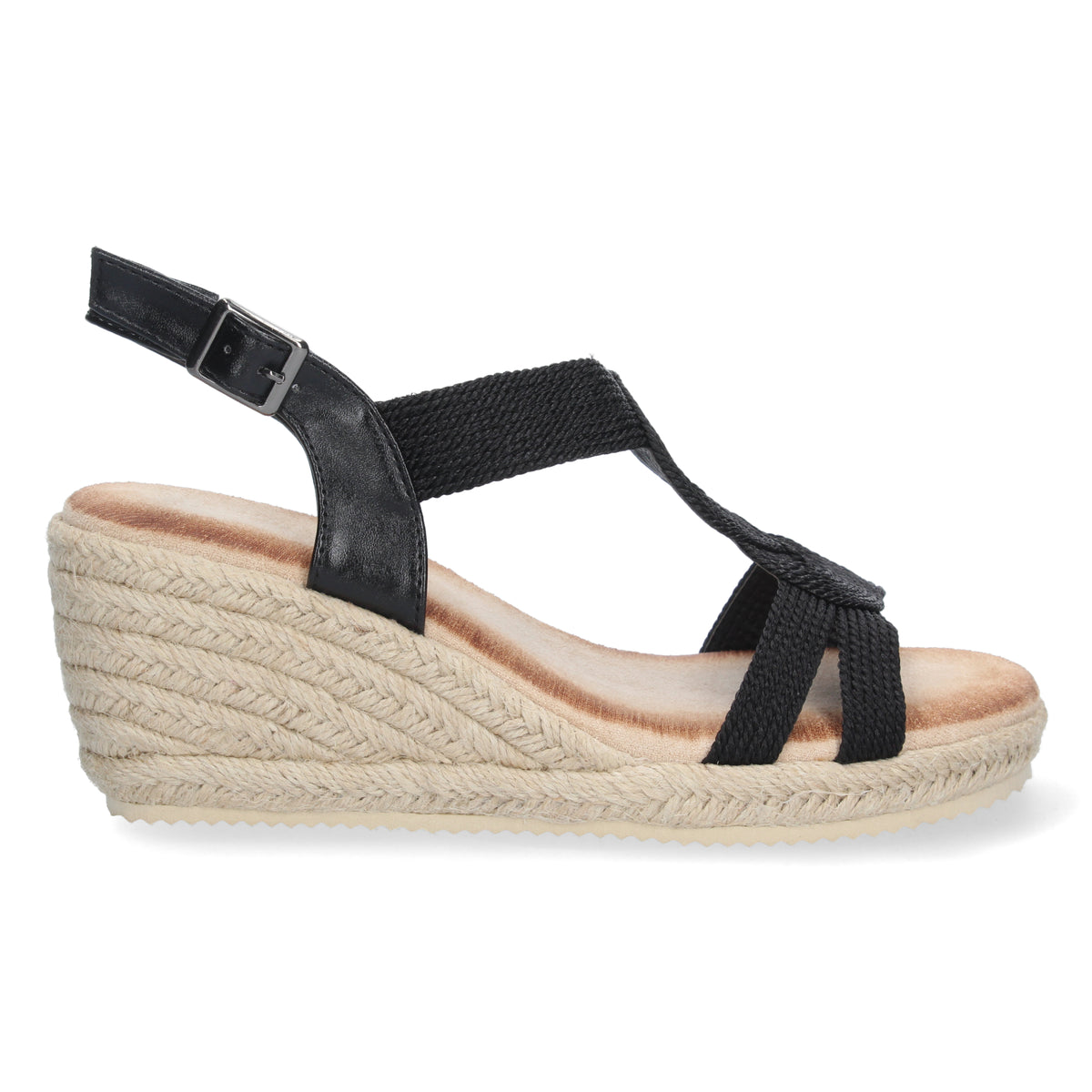 Sandalias Negras Cuña Mujer Eos 002