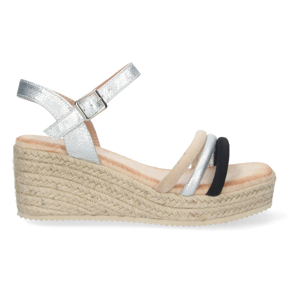 Sandalias Plateadas Cuña Mujer Emilia 001