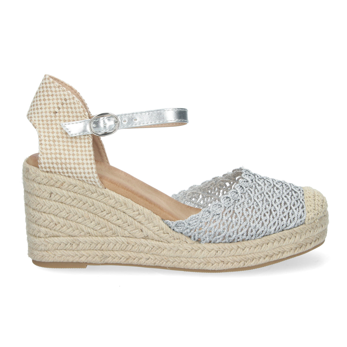 Sandalias Plateadas Cuña Mujer Ceres 002