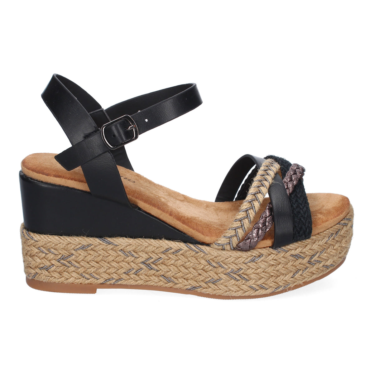 Sandalias Negras Cuña Mujer Serezade 002