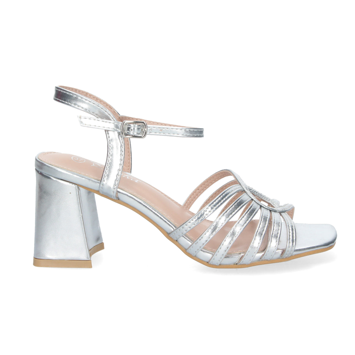 Sandalias Plateadas Tacón Mujer Iris 002