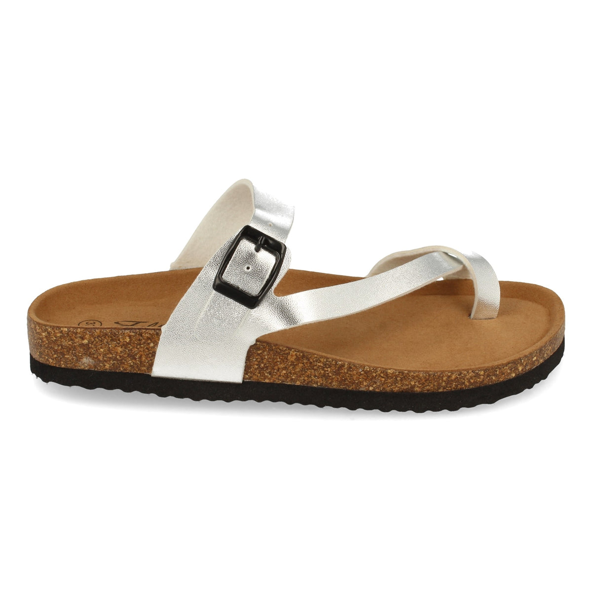 Sandalias Plateadas Planas Mujer Astrid 002