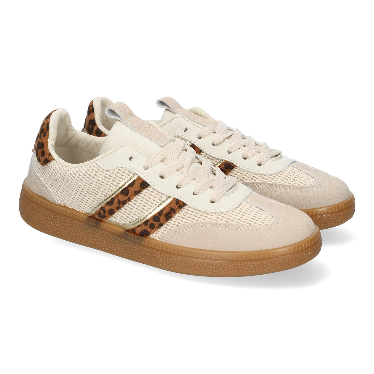 Zapatillas de mujer con estampado de leopardo y cierre de cordones