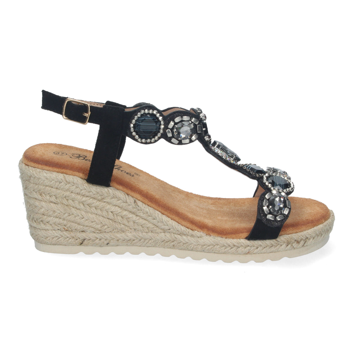 Sandalias Negras Cuña Mujer Marcela 001