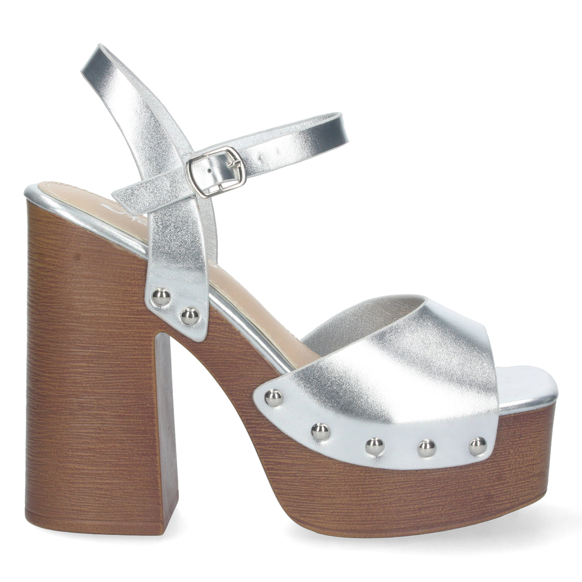 Sandalias Plateadas Tacón Mujer Hera 001