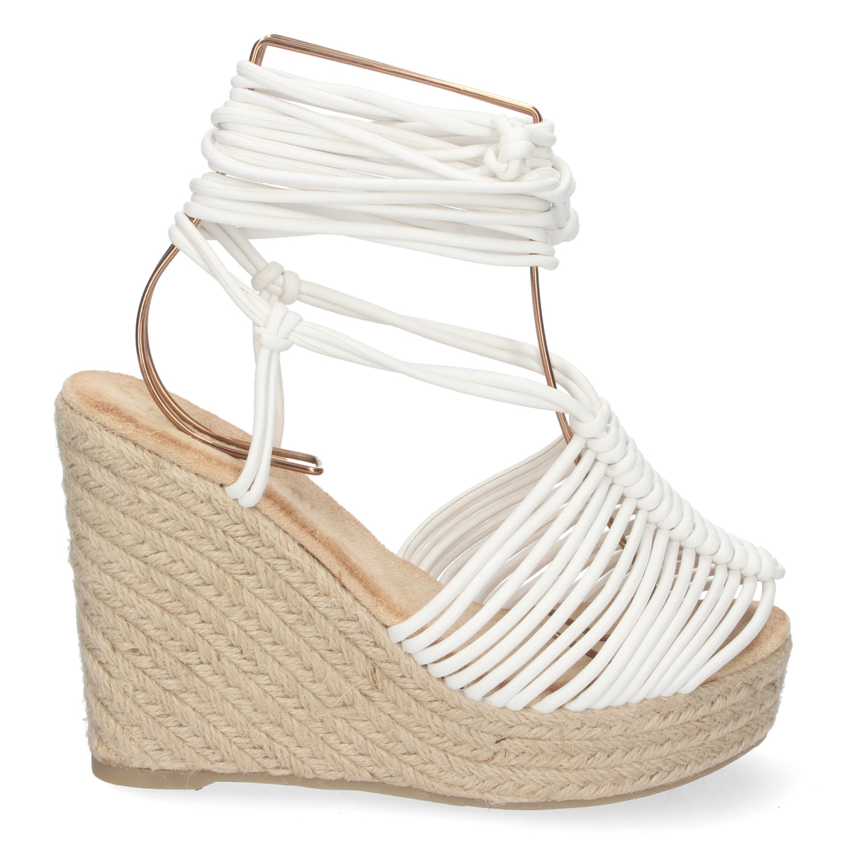 Sandalias Blancas Cuña con Plataforma Mujer Constantina 001