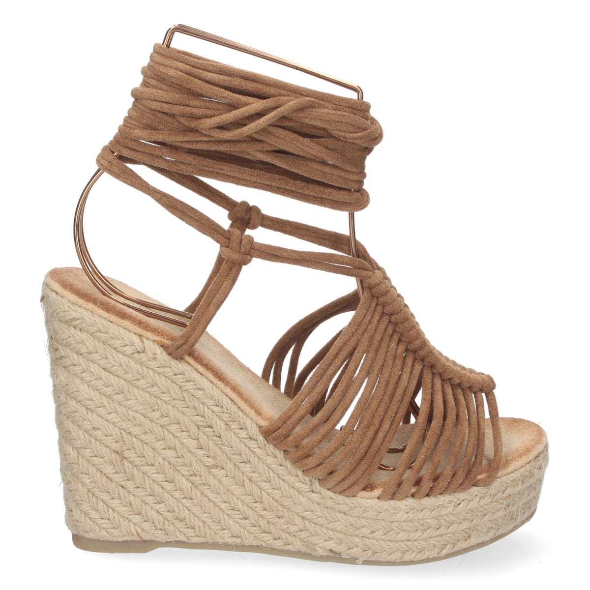 Sandalias Marrones Camel Cuña con Plataforma Mujer Constantina 001