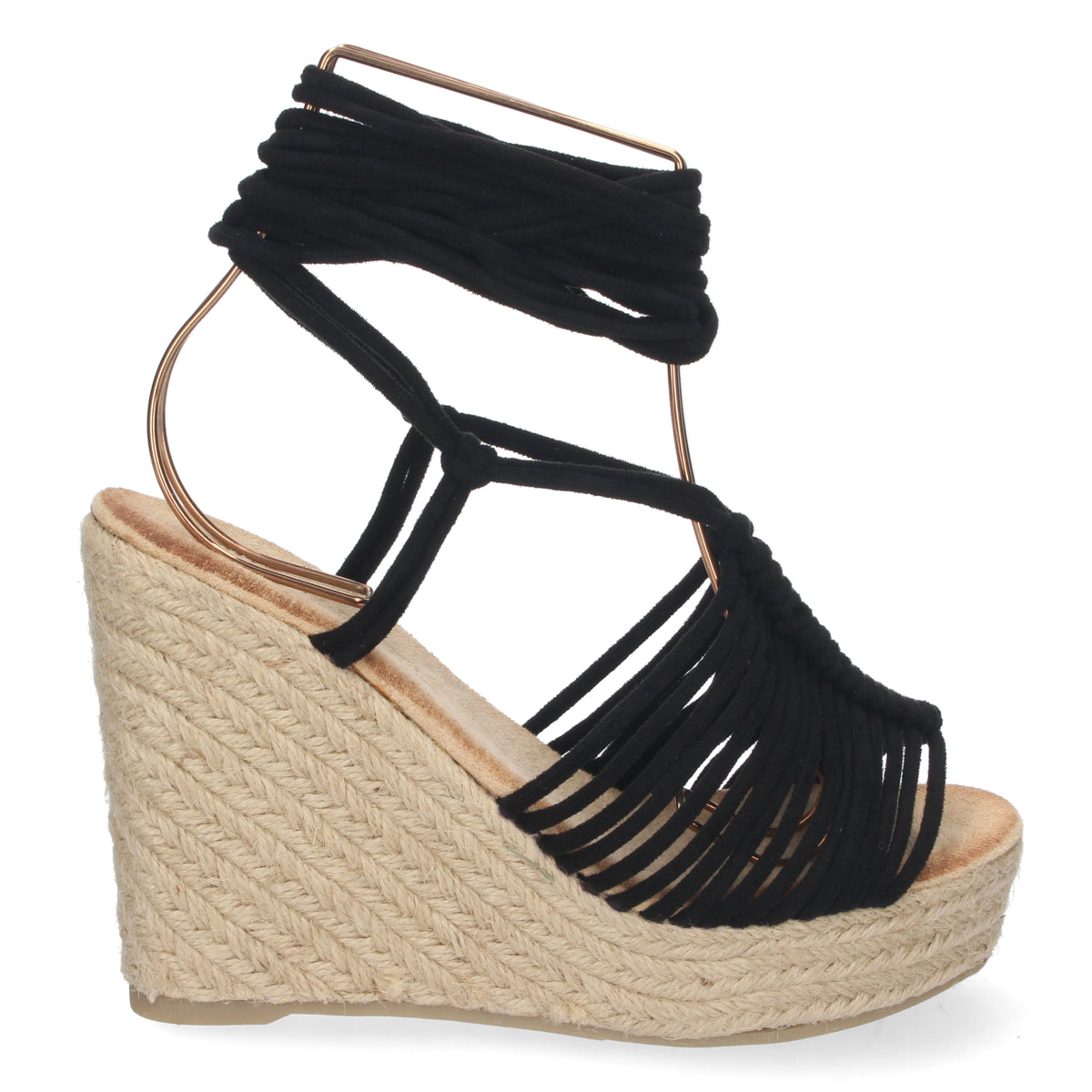 Sandalias Negras Cuña con Plataforma Mujer Constantina 001