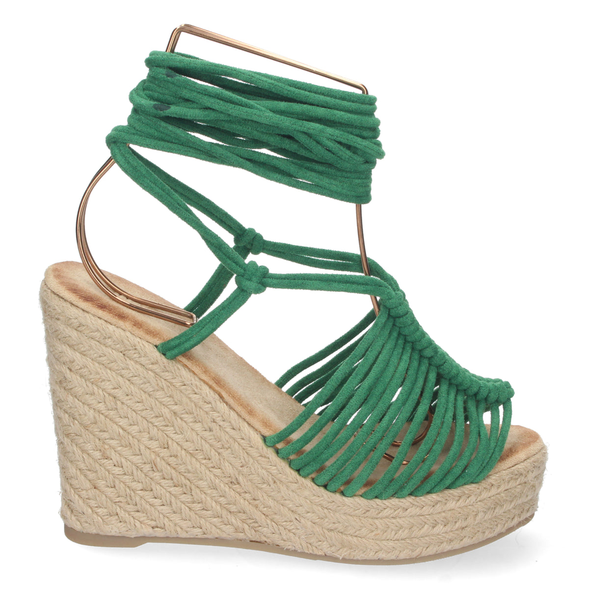 Sandalias Verdes Cuña con Plataforma Mujer Constantina 001