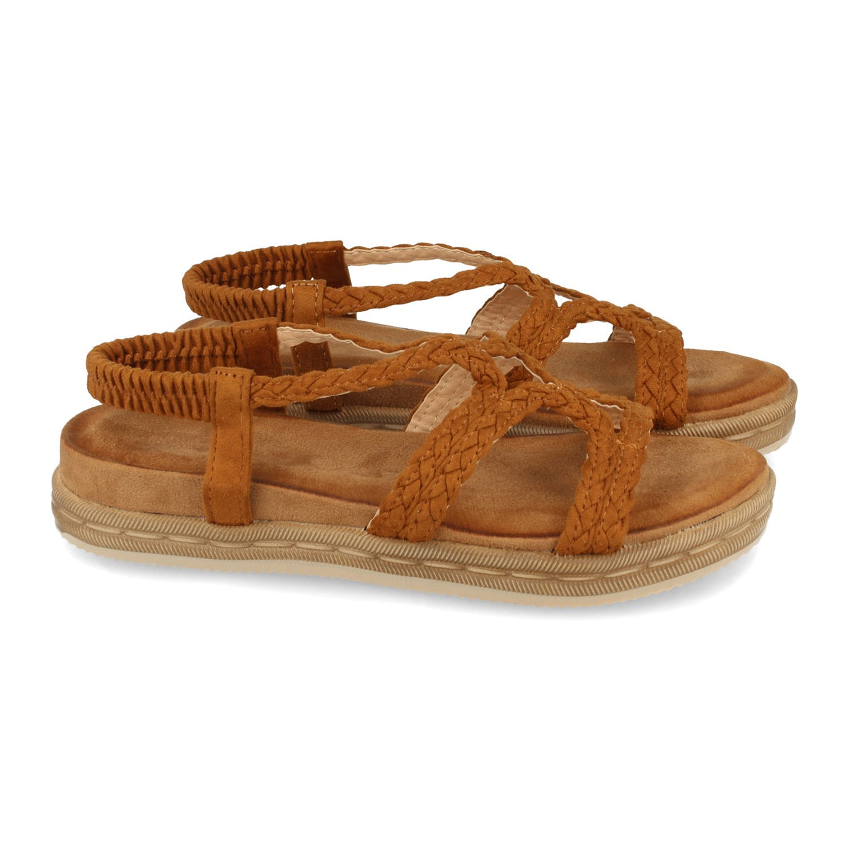 Sandalias Marrones Camel Planas Mujer Lucrecia 001