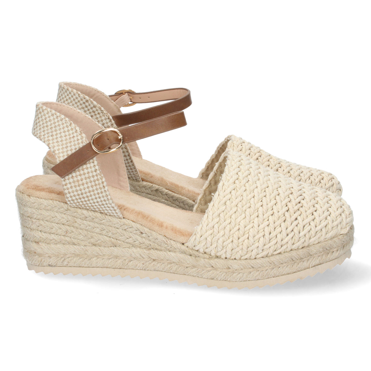 Sandalias Beige Cuña Mujer Atenea 001