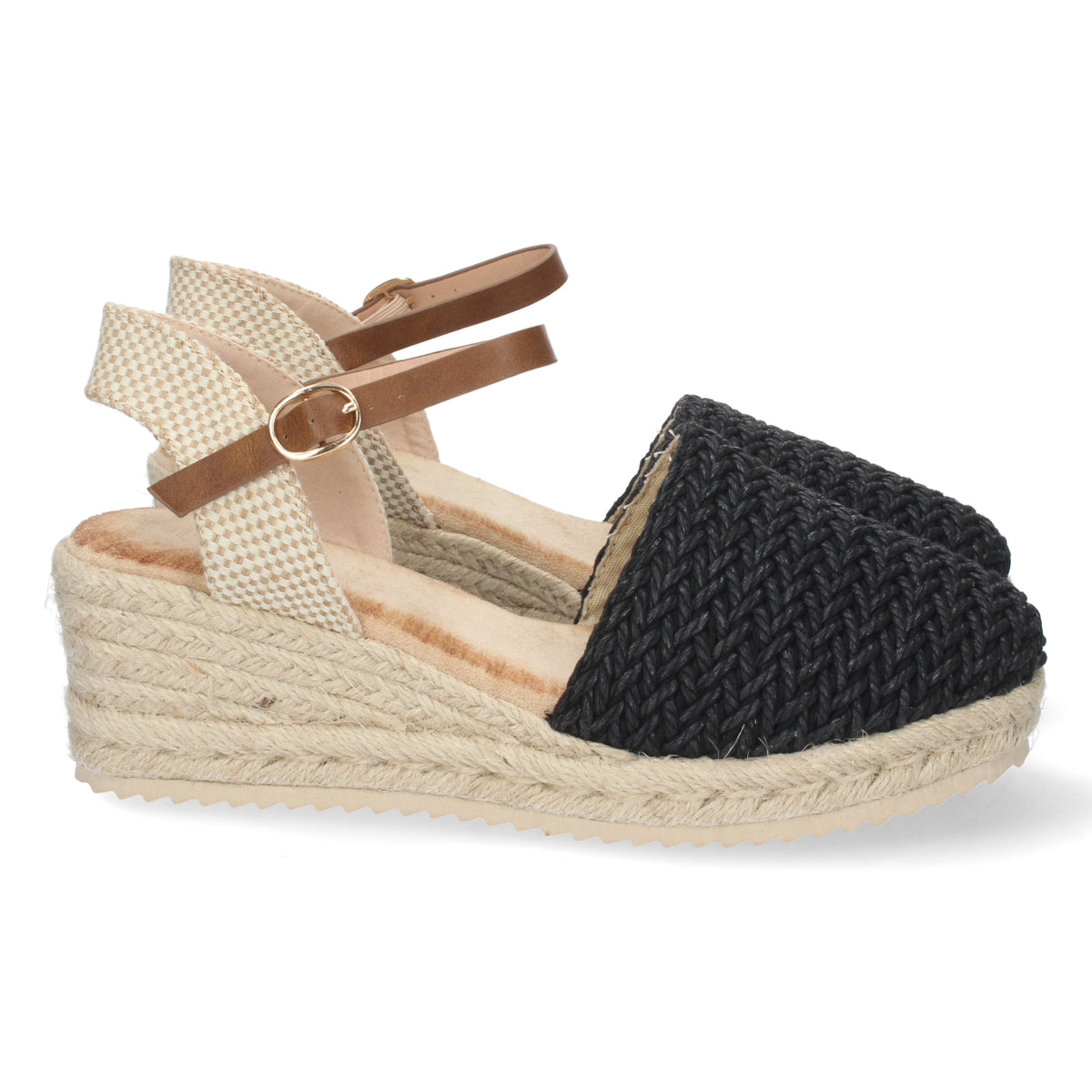 Sandalias Negras Cuña Mujer Atenea 001