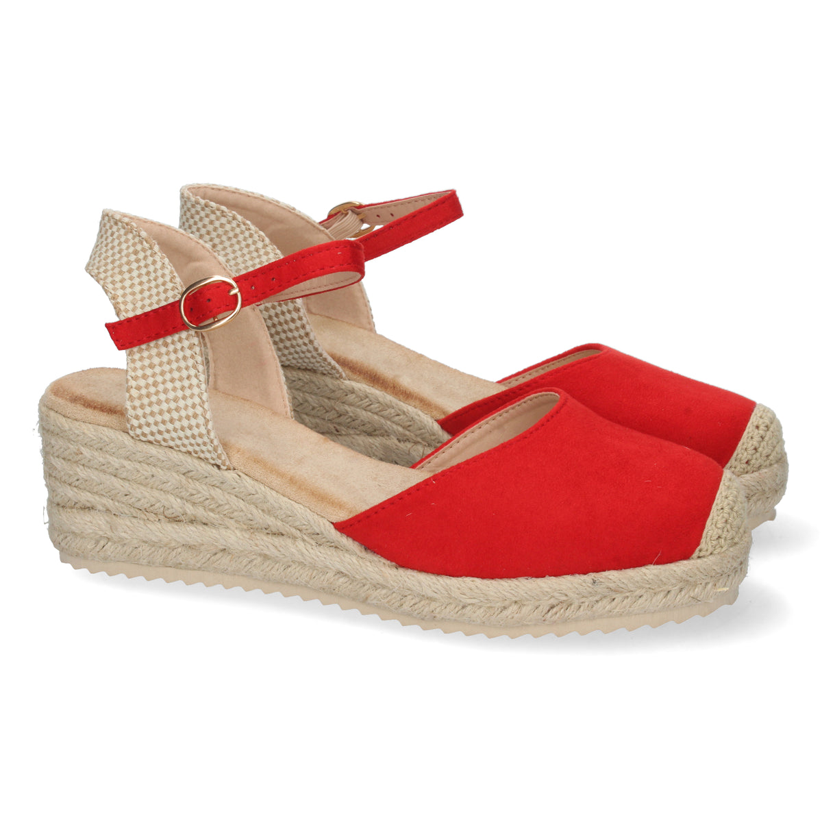 Sandalias Rojas Cuña Mujer Psique 002