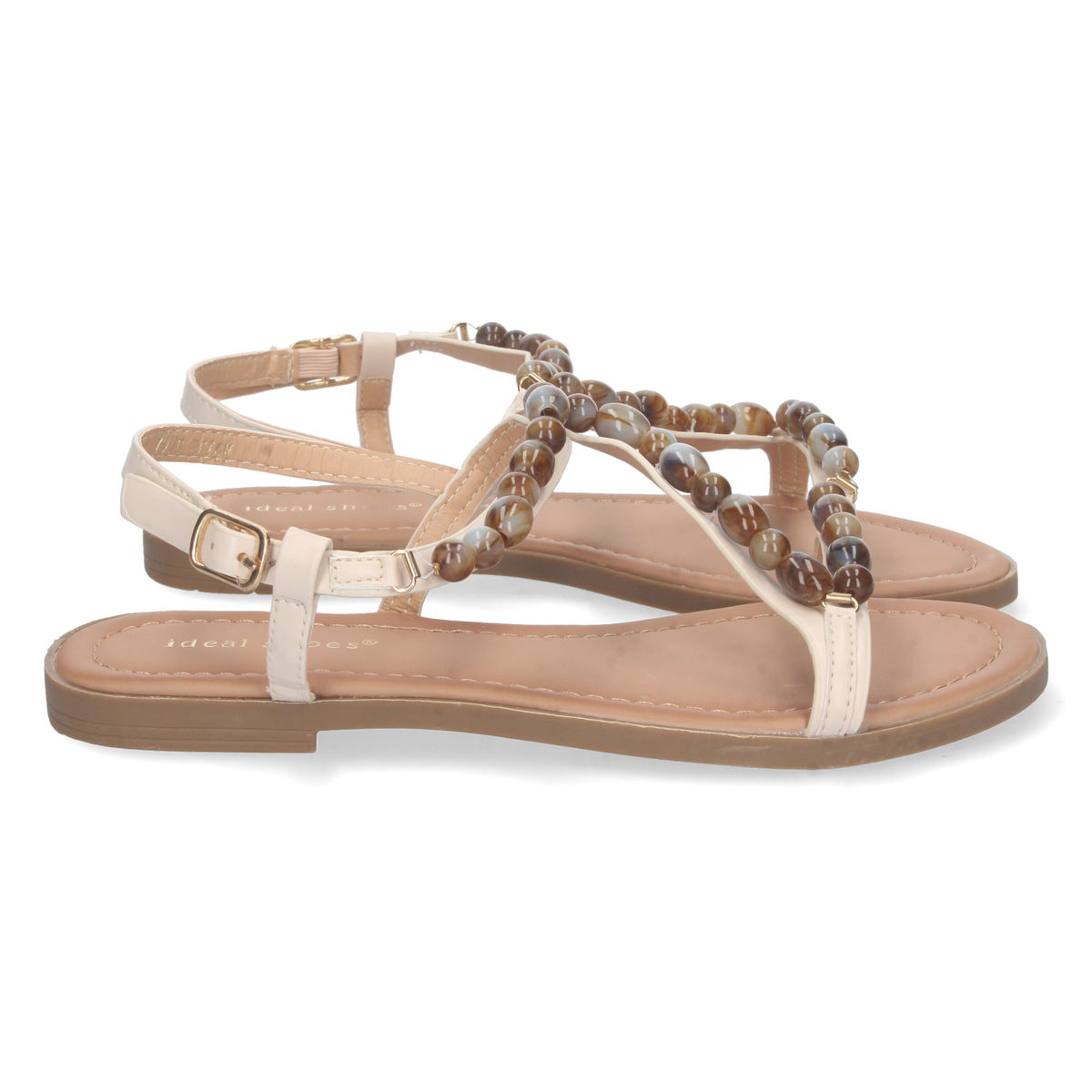 Sandalias Beige Planas Mujer Hebe 001