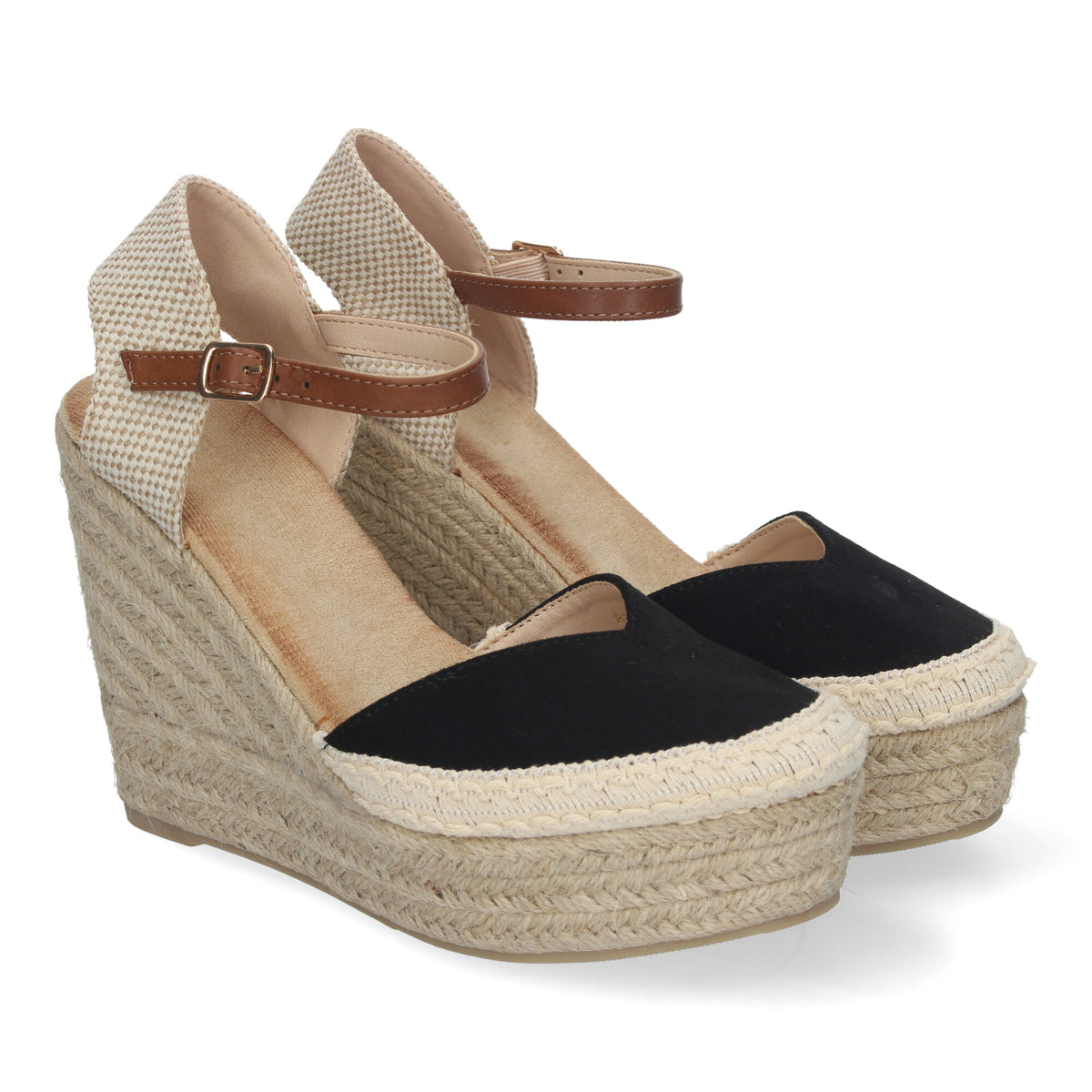 Sandalias Negras Cuña con Plataforma Mujer Zenobia 003