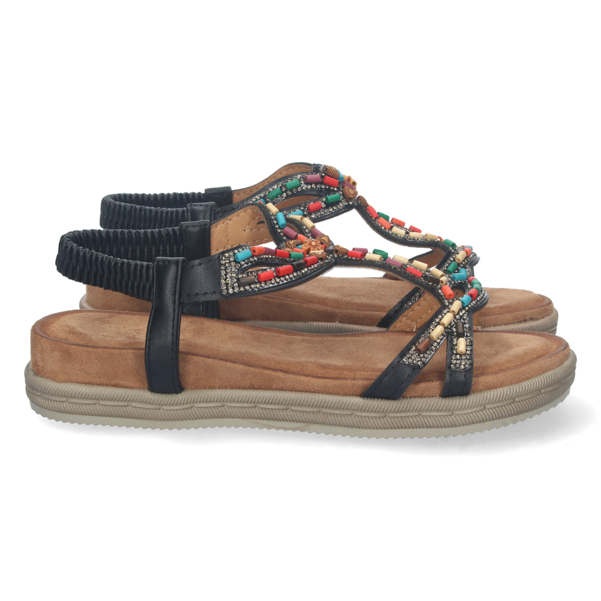 Sandalias Negras Planas Mujer Venus 001