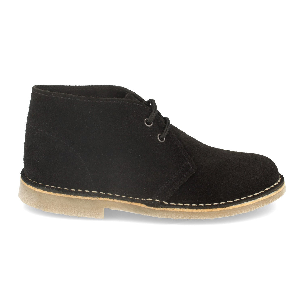 Bota de piel de serraje - Suela de crepé antideslizante - Cierre con cordones - Color negro | Botas de hombre