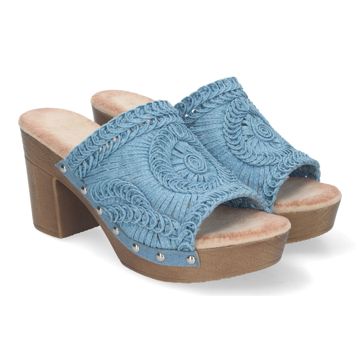 Sandalias Azules Tacón Medio con Plataforma Mujer Hecate 001