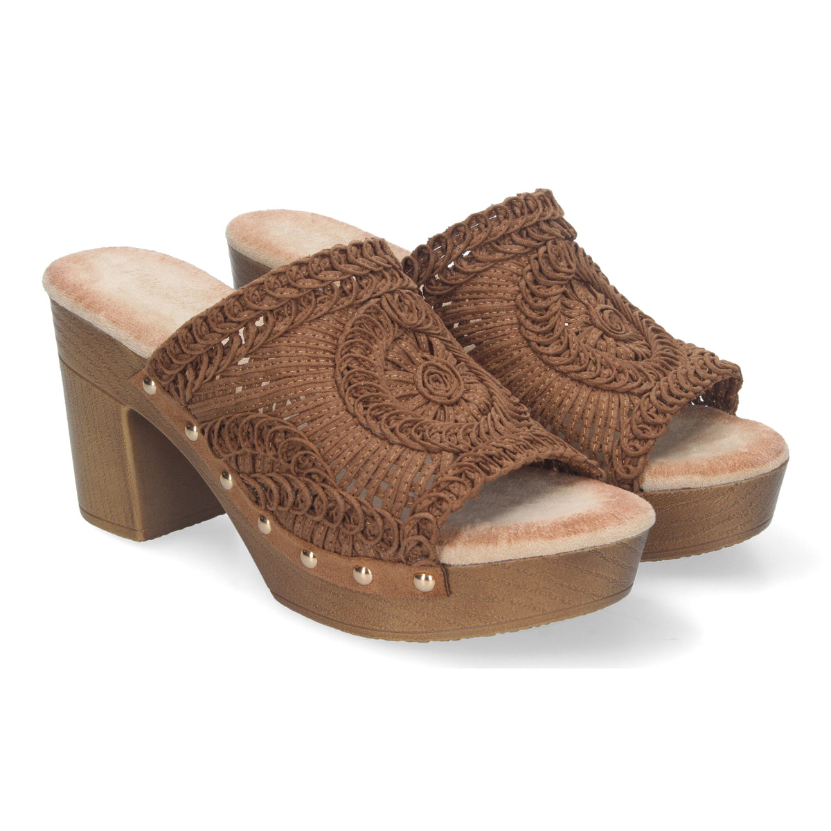 Sandalias Marrones Camel Tacón Medio con Plataforma Mujer Hecate 001