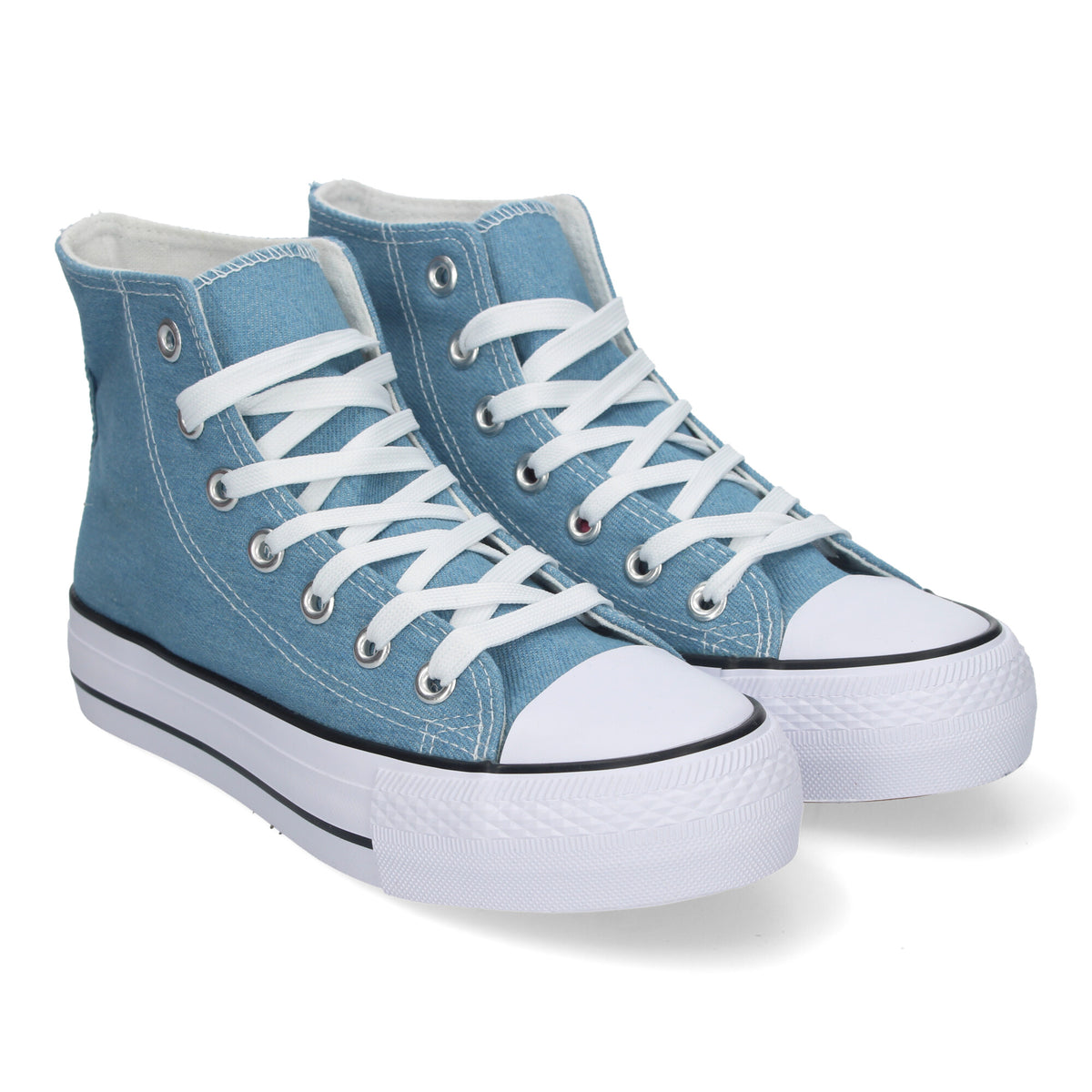 Zapatillas azul vaquero de lona para mujer, estilo casual con cordones