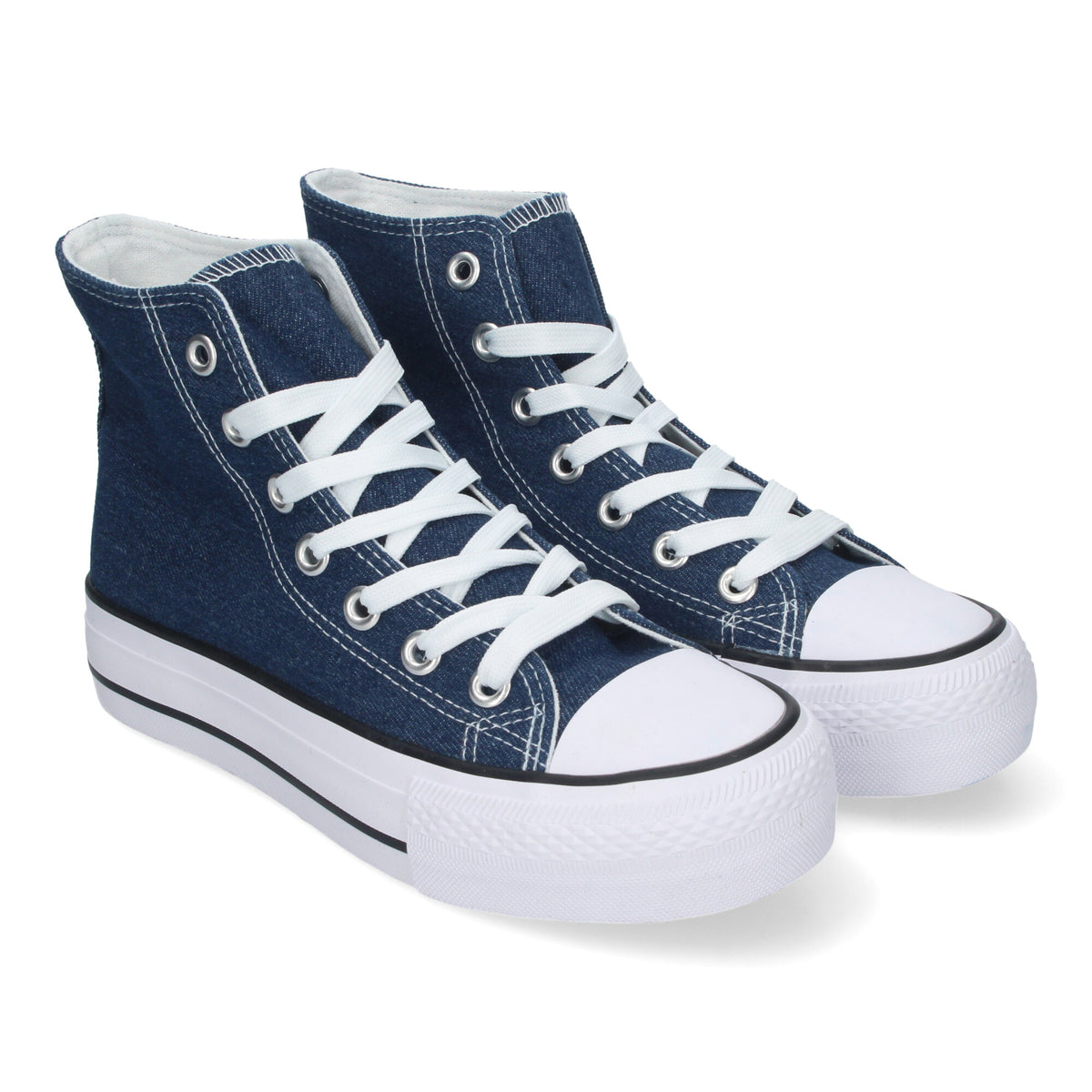 Zapatillas azul marino de lona para mujer, estilo casual con cordones