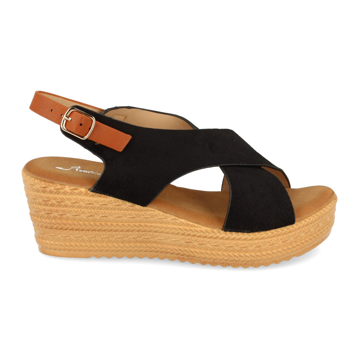 Sandalias Negras Cuña Mujer Teodora 001