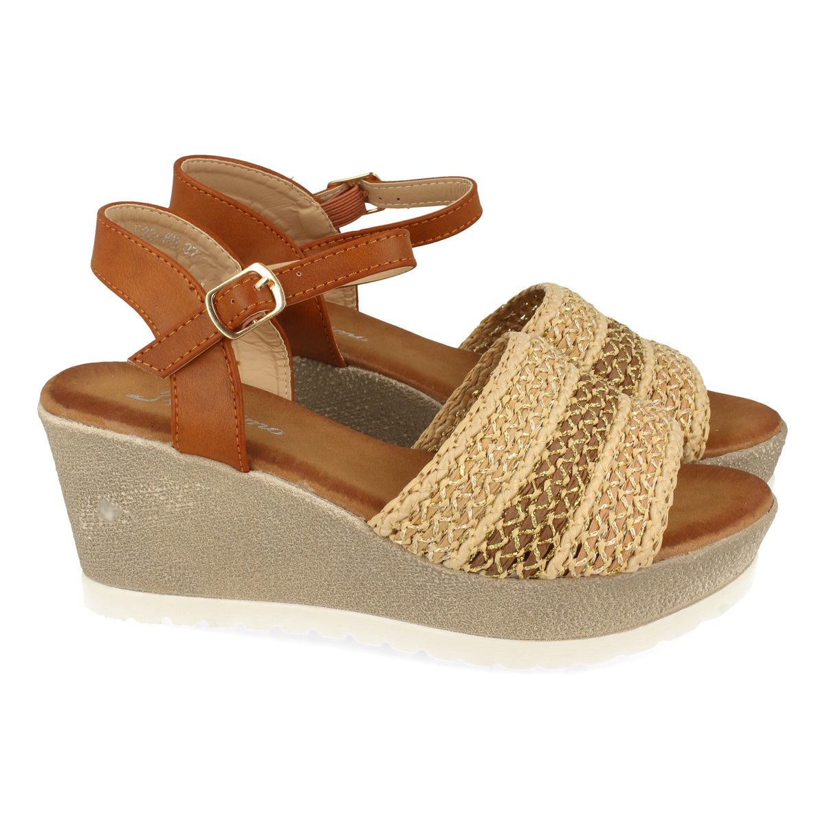 Sandalias Beige Cuña con Plataforma Mujer Andromeda 001