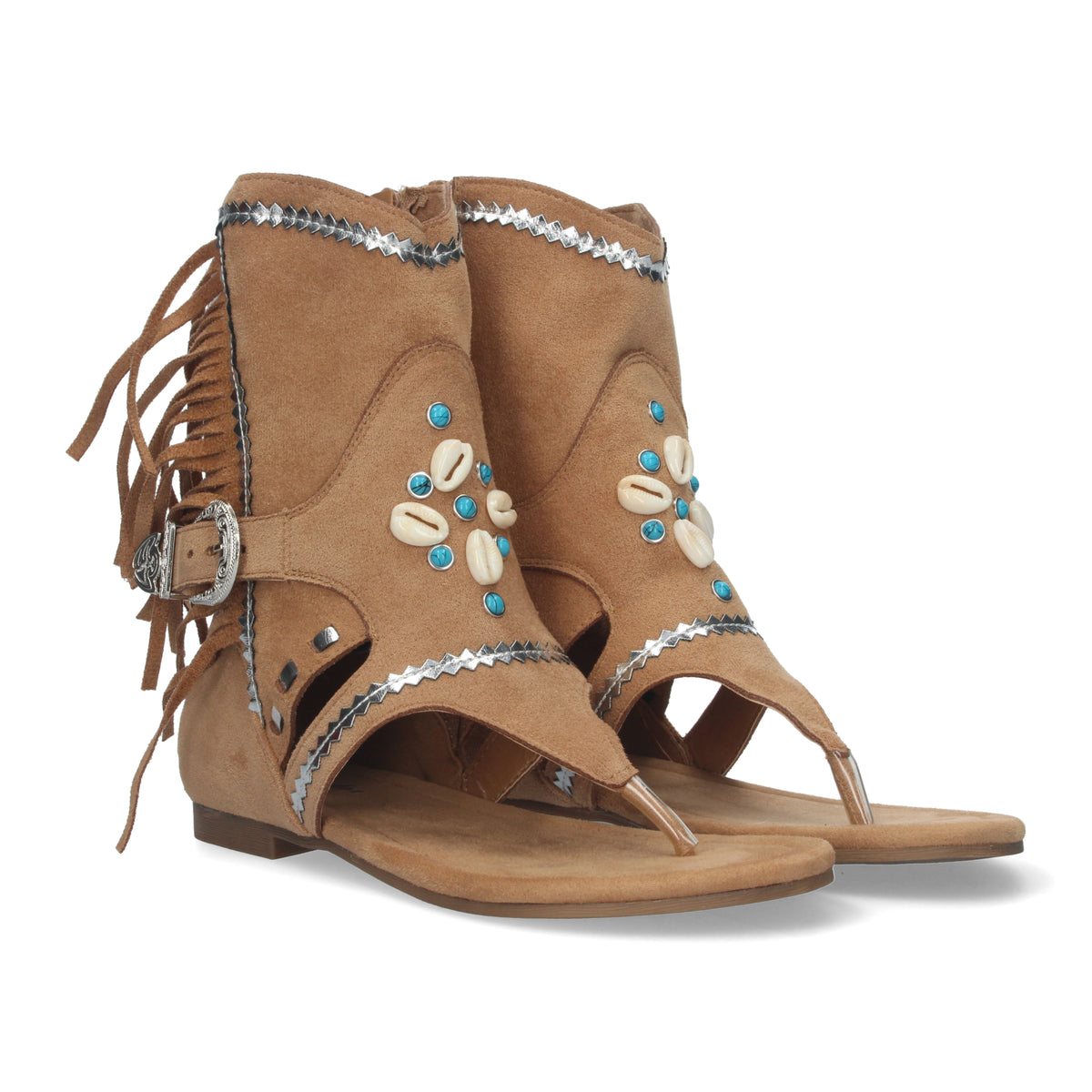 Sandalias Marrones Camel Planas Mujer Morrigan 001