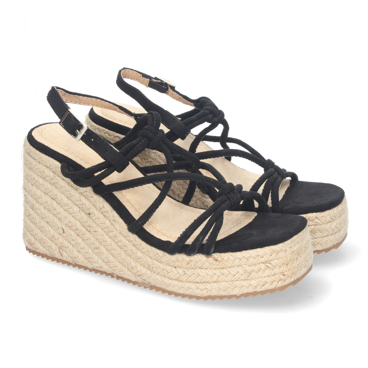 Sandalias Negras Cuña con Plataforma Mujer Maia 002