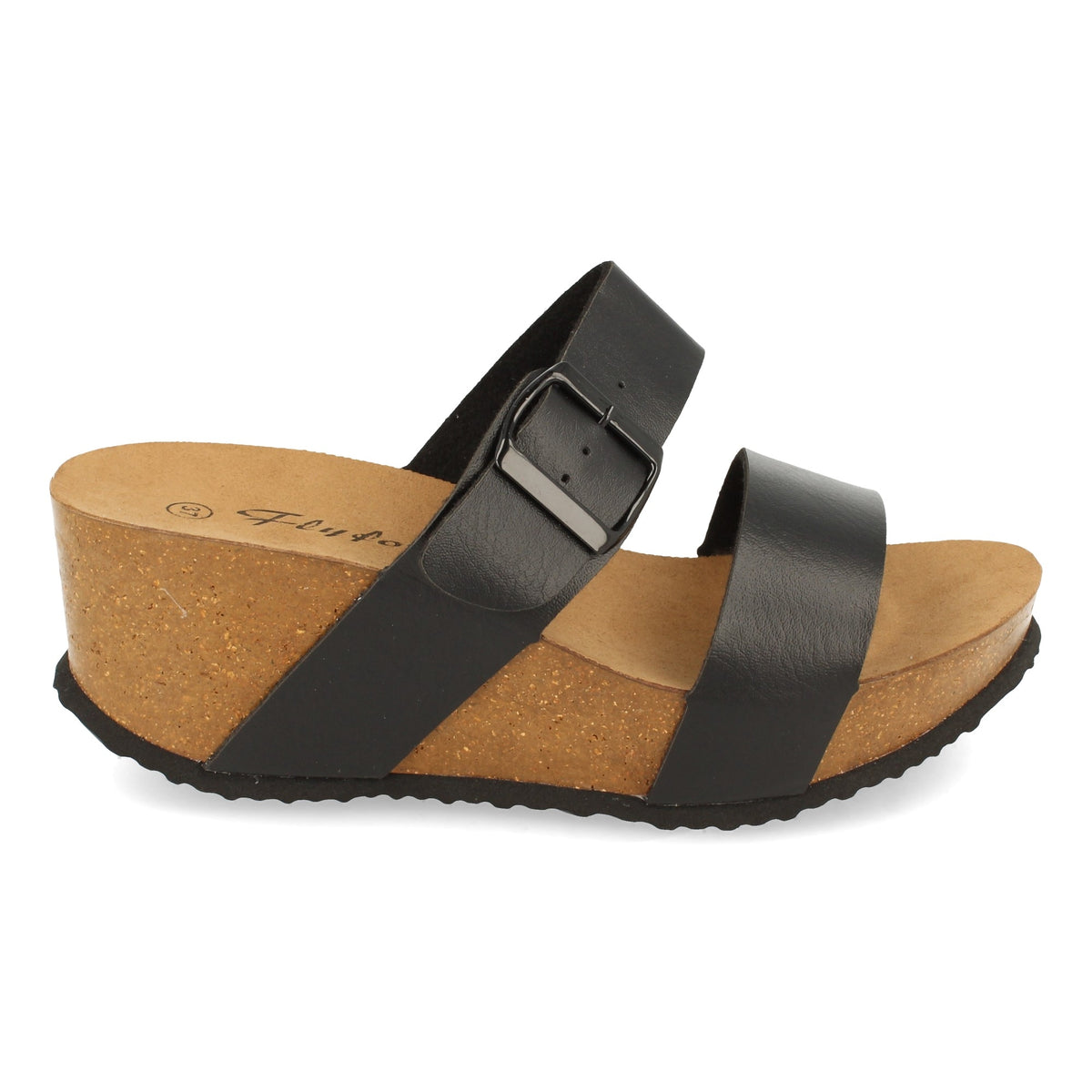 Sandalias Negras Cuña con Plataforma Mujer Furia 001