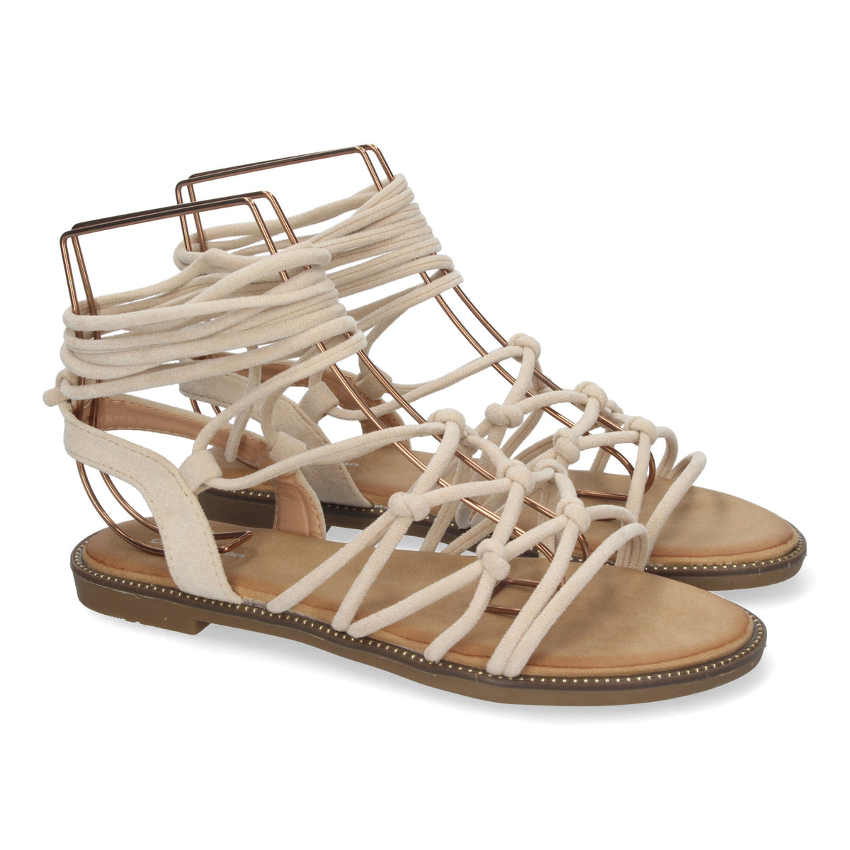 Sandalias Beige Planas Mujer Camila 002