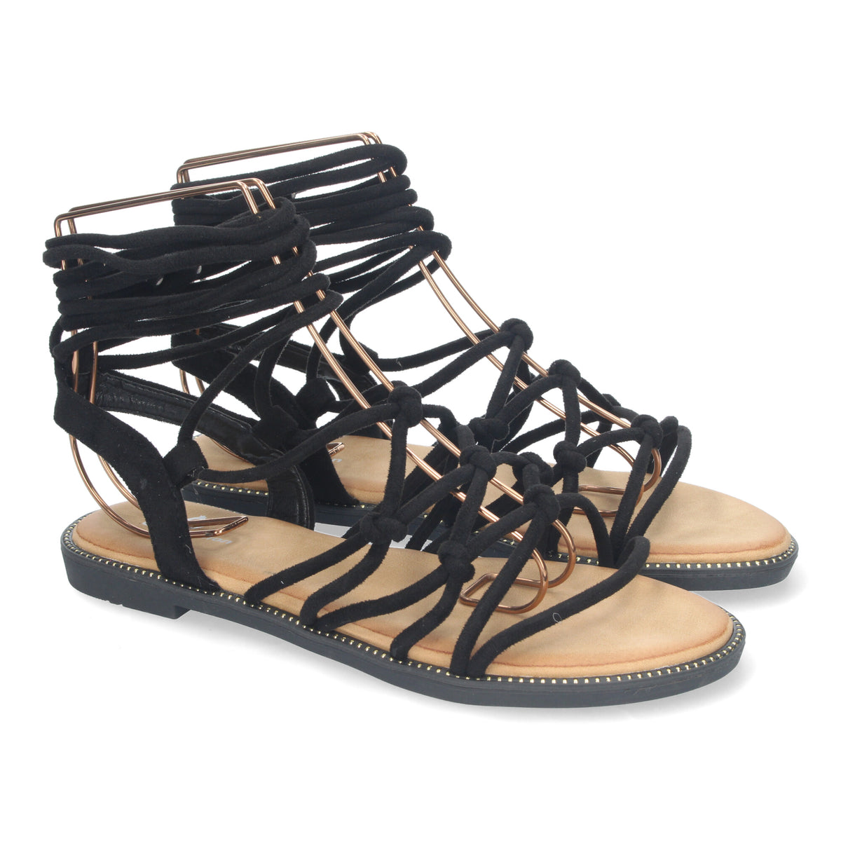 Sandalias Negras Planas Mujer Camila 002