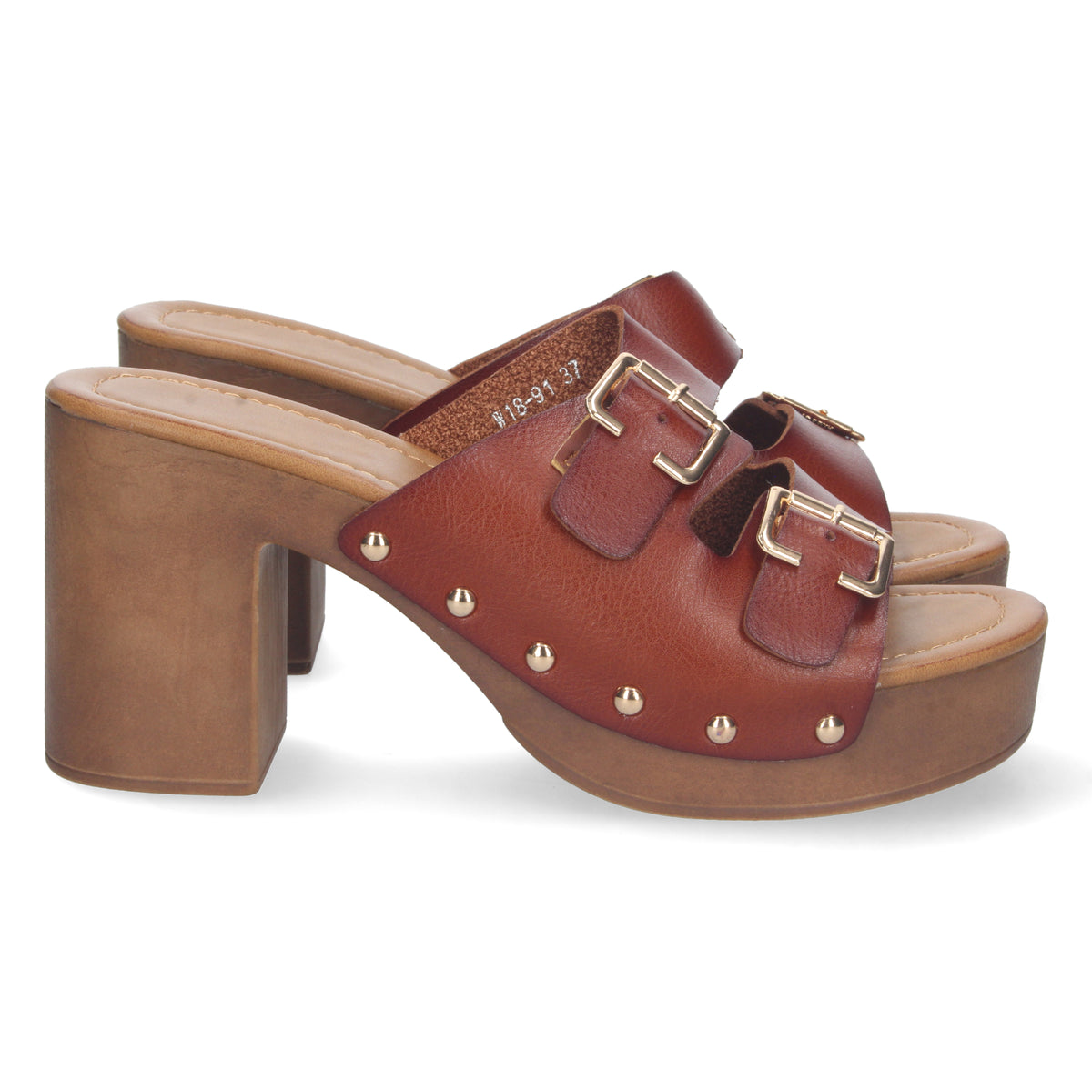 Sandalias Marrones Tacón Medio con Plataforma Mujer Hecate 002