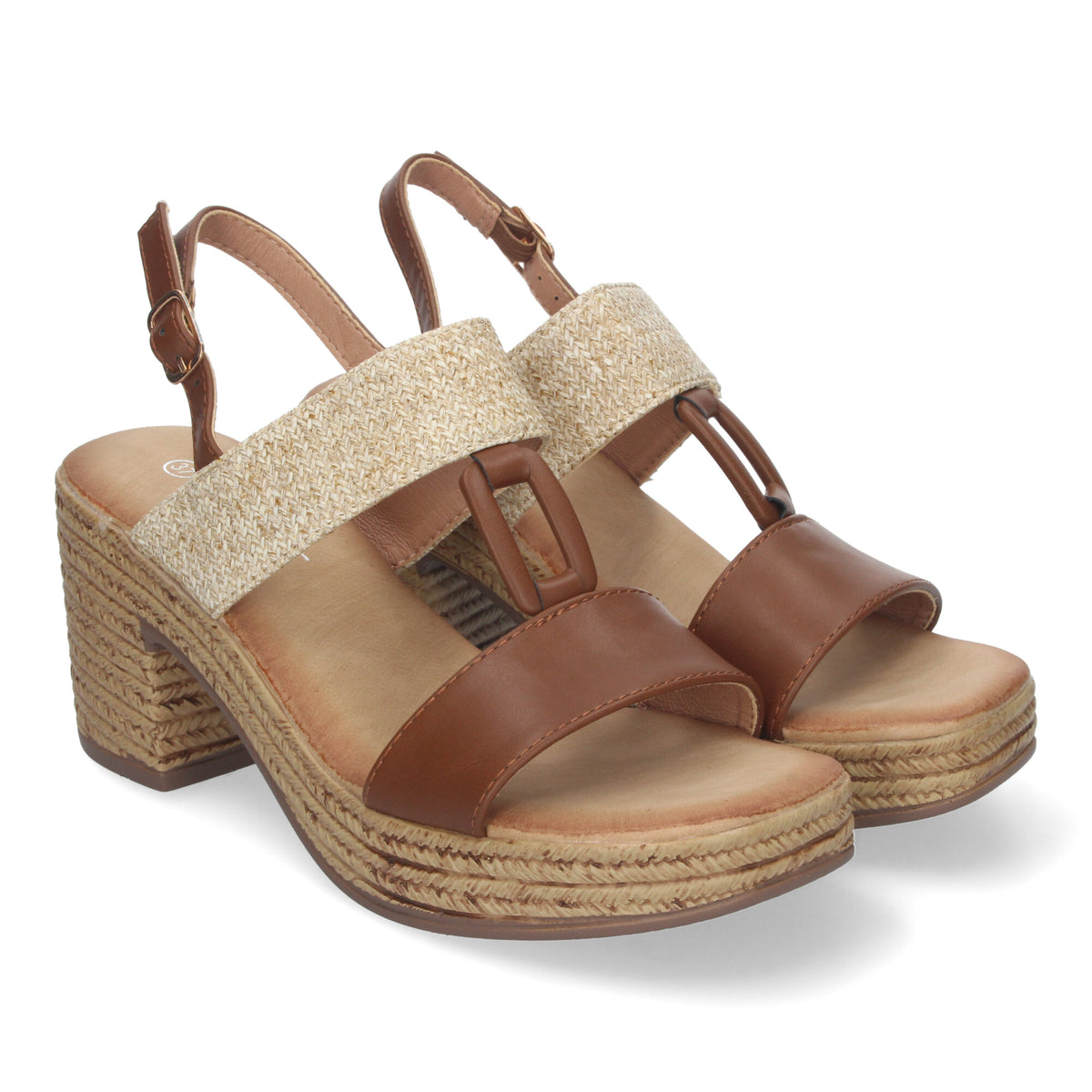 Sandalias Marrones Camel Tacón Medio Mujer Celia 002