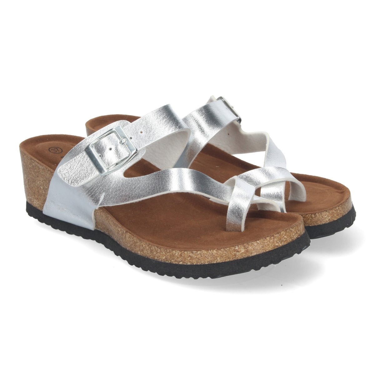 Sandalias Plateadas Cuña Mujer Amalia 002