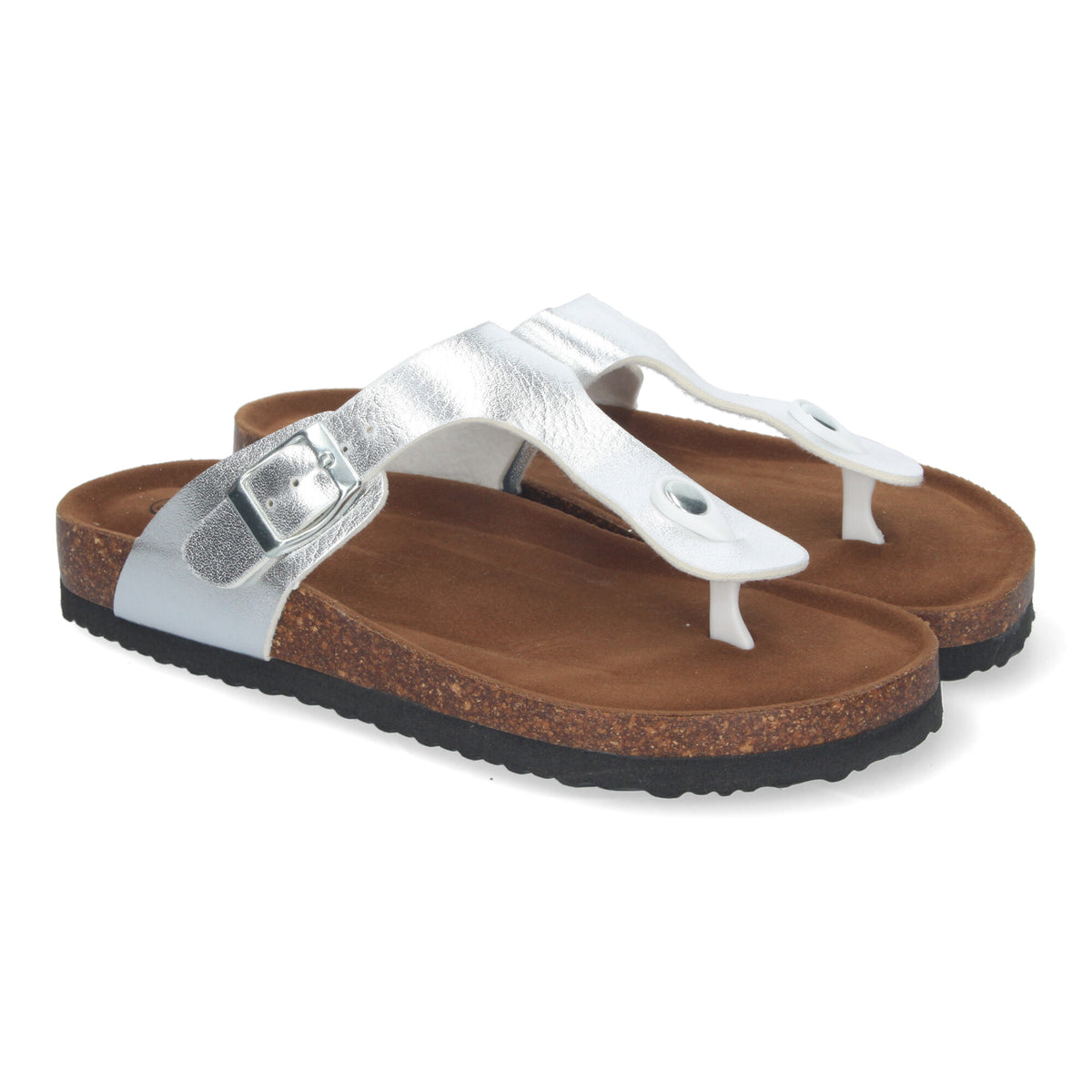 Sandalias Plateadas Planas Mujer Freya 004