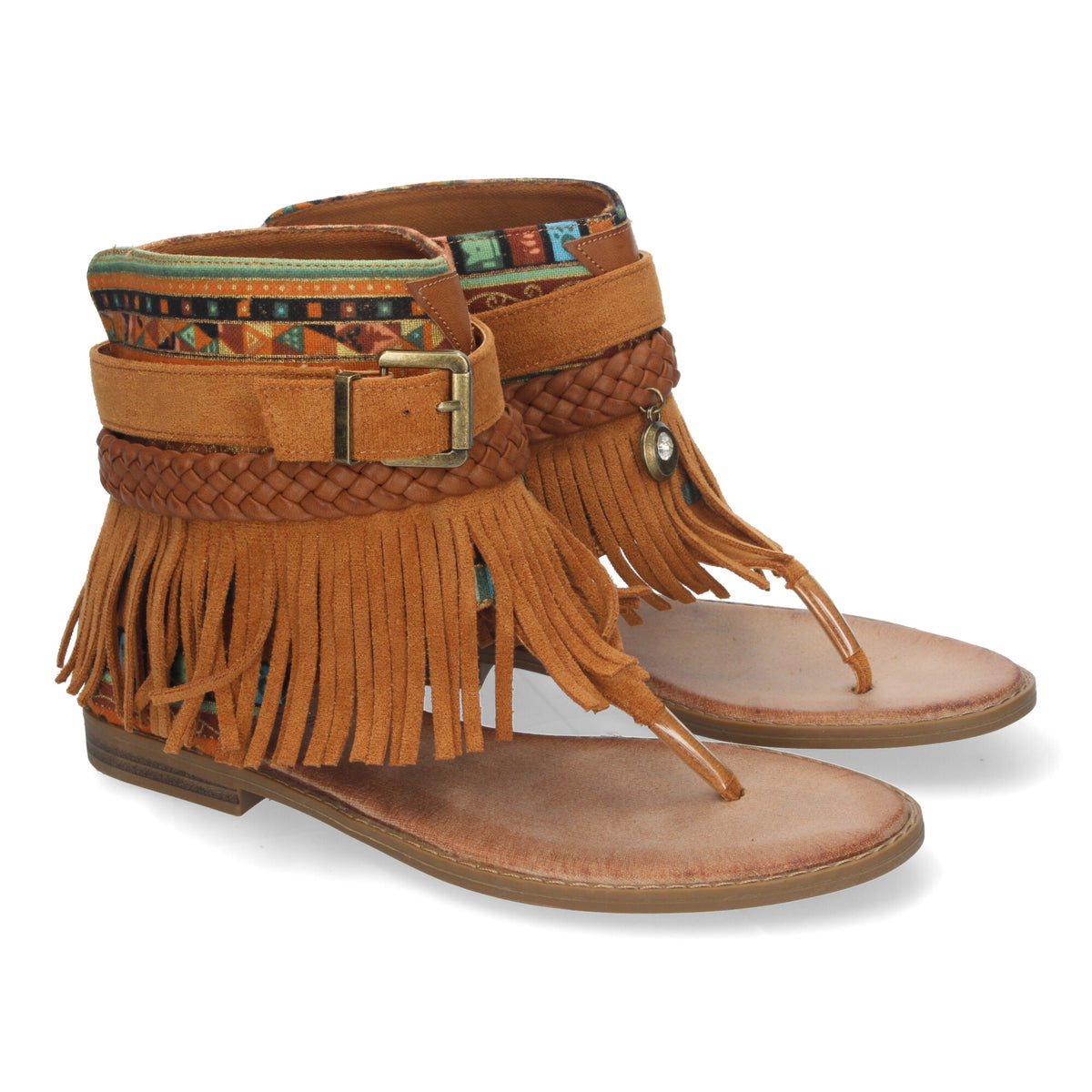 Sandalias Marrones Camel Planas Mujer Serezade 002